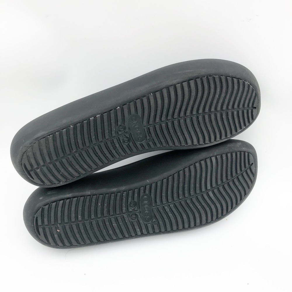 Crocs Shoes Womens 10 Brooklyn Ballet Flats Black Slip On Comfort Rubber - Picture 9 of 9